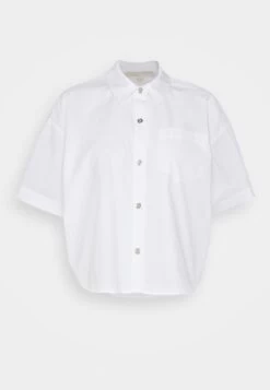 MICHAEL Michael Kors Crop - Button-Down Blouse - White -Fashion Clothing-Michael Kors 028d3bd6649b4ba4a0fdb4e50d111609