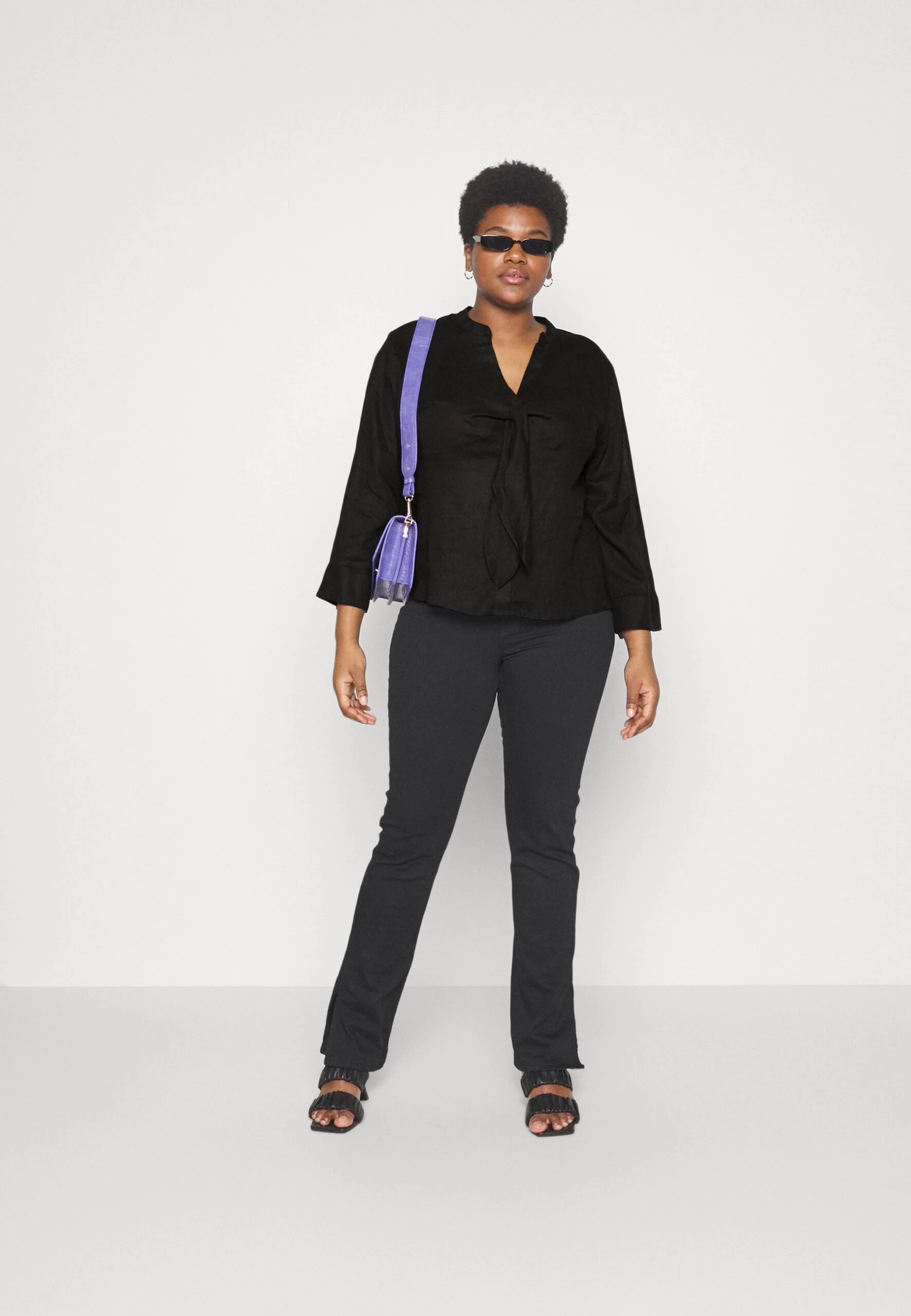 MICHAEL Michael Kors Solid Tie Blouse - Blouse - Black 4 MICHAEL Michael Kors Solid Tie Blouse - Blouse - Black - Image 2