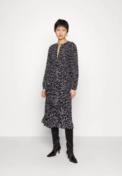 MICHAEL Michael Kors Nub Giraffe Midi- Day Dress - Black/White -Fashion Clothing-Michael Kors 123575e4ff0c4b73b35086001db46933