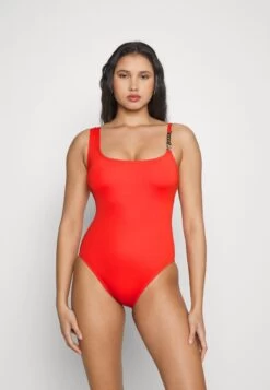 MICHAEL Michael Kors Solids Logo Chain Scoopneck One Piece - Swimsuit - Bright Ruby