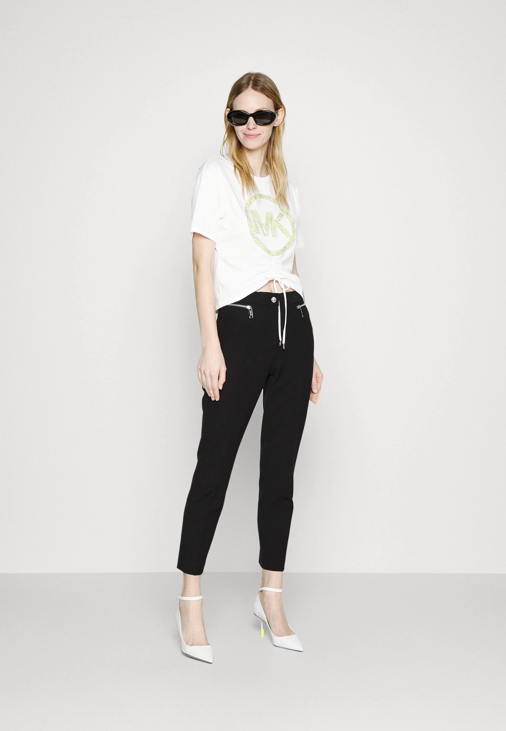 MICHAEL Michael Kors Zebra Ruched Tee - Print T-Shirt - Limeade 4 MICHAEL Michael Kors Zebra Ruched Tee - Print T-Shirt - Limeade - Image 2