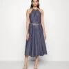 MICHAEL Michael Kors Chain Belt Halter- Cocktail Dress / Party Dress - Indigo Rinse -Fashion Clothing-Michael Kors 1fc66744fc4e4bf6b9f75de040f2fd0b