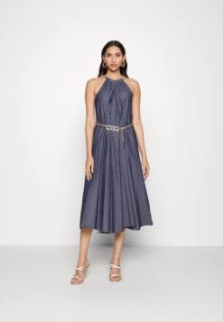 MICHAEL Michael Kors Chain Belt Halter- Cocktail Dress / Party Dress - Indigo Rinse