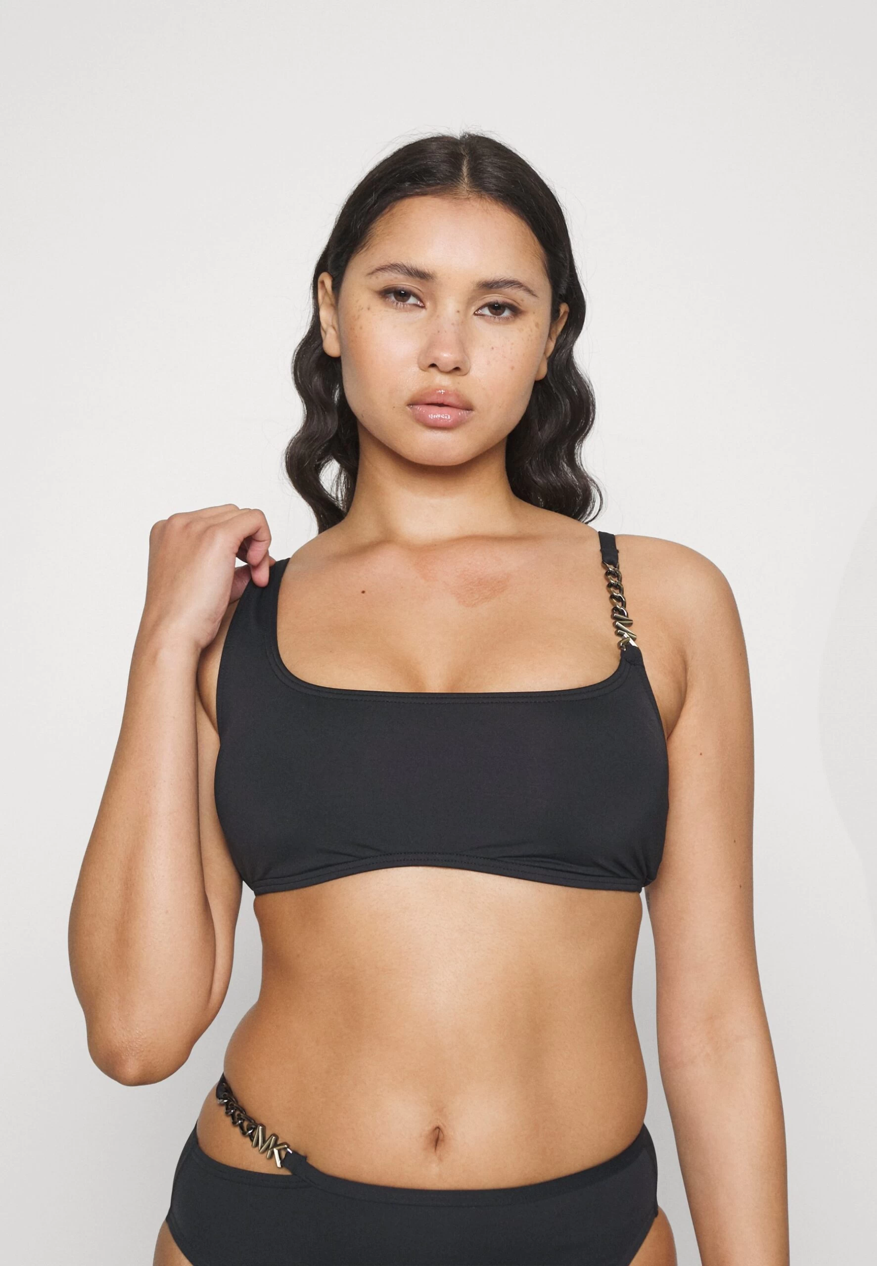 MICHAEL Michael Kors Solids Logo Chain - Bikini Top - Black 3 MICHAEL Michael Kors Solids Logo Chain - Bikini Top - Black