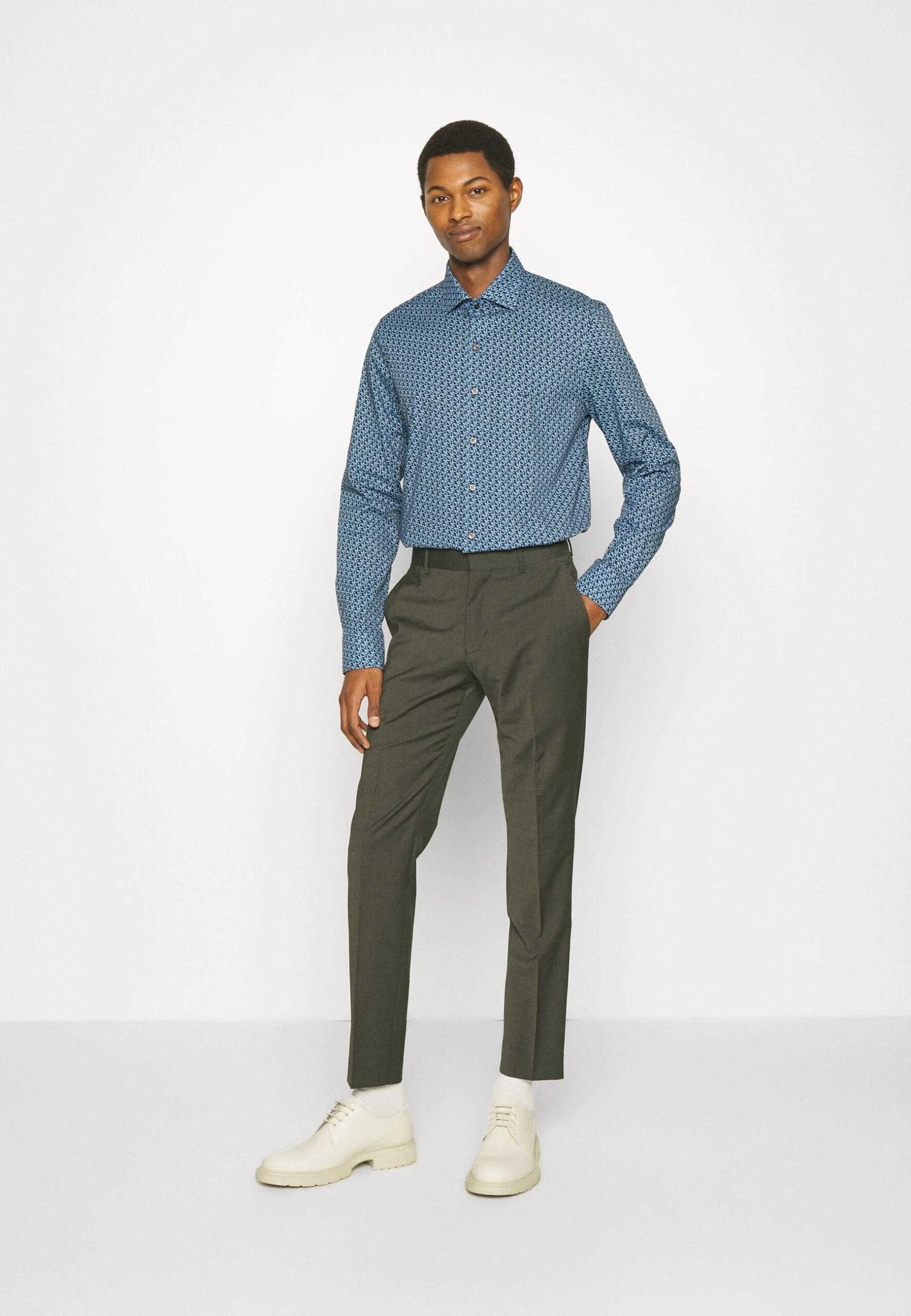 Michael Kors Diagonal Print Slim Shirt - Shirt - Navy 4 Michael Kors Diagonal Print Slim Shirt - Shirt - Navy - Image 2