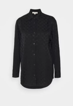 MICHAEL Michael Kors Logo - Button-Down Blouse - Black -Fashion Clothing-Michael Kors 2a2fd3212e864ddeae7e291737a88fed