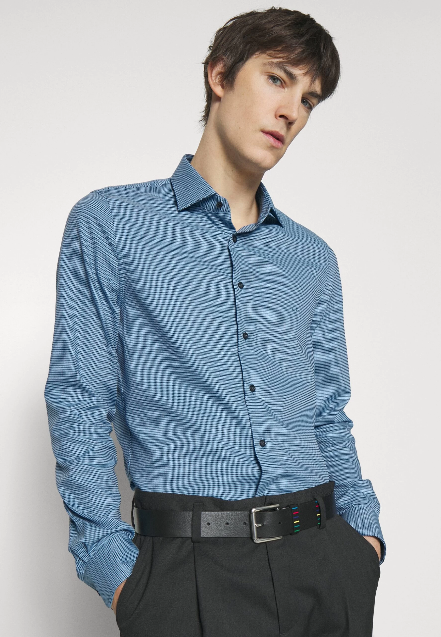 Michael Kors Mini Square Dobby Slim Fit Shirt - Formal Shirt - Blue 7 Michael Kors Mini Square Dobby Slim Fit Shirt - Formal Shirt - Blue - Image 5