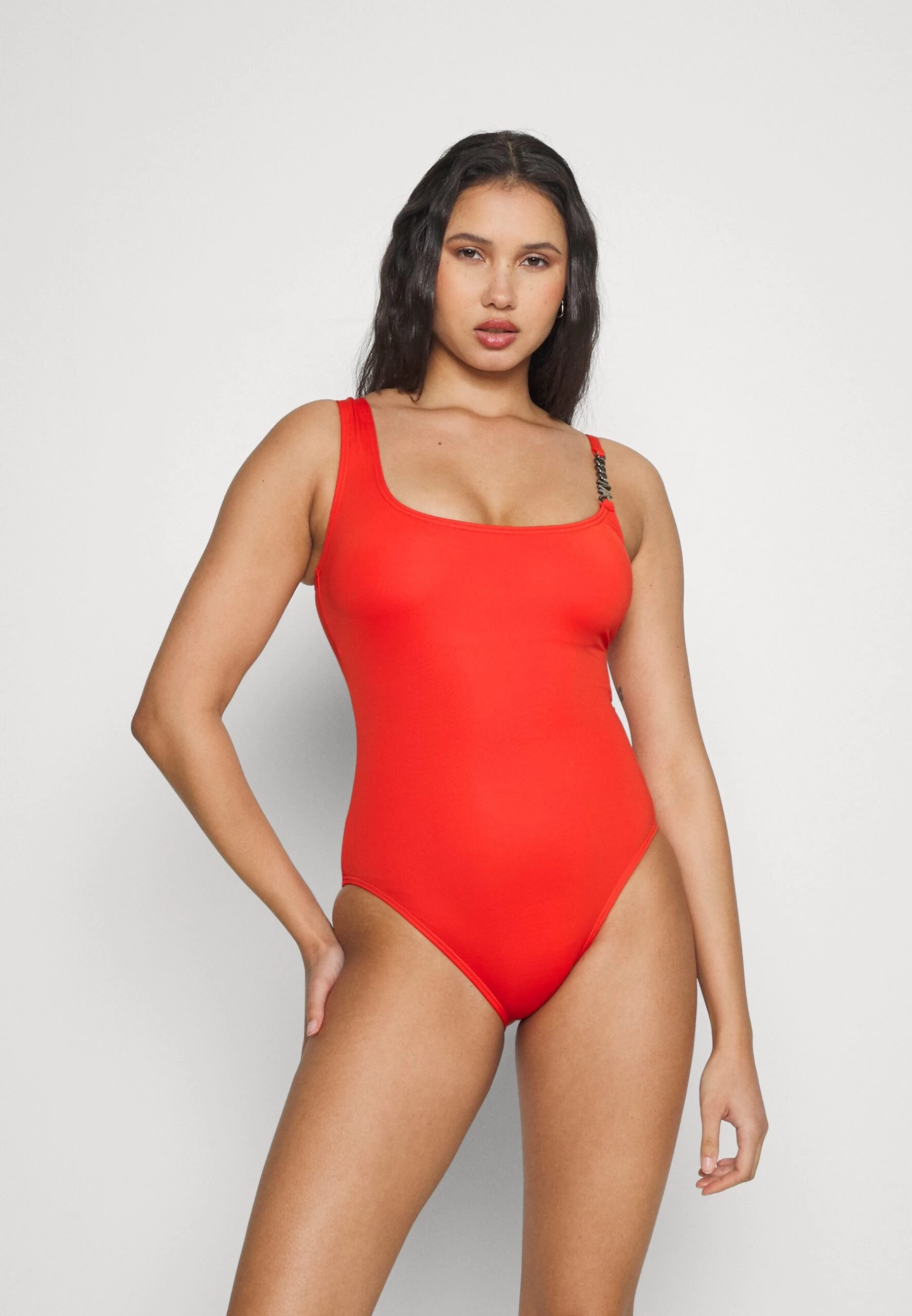 MICHAEL Michael Kors Solids Logo Chain Scoopneck One Piece - Swimsuit - Bright Ruby 4 MICHAEL Michael Kors Solids Logo Chain Scoopneck One Piece - Swimsuit - Bright Ruby - Image 2