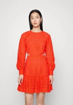 MICHAEL Michael Kors Eyelet Cut Out Mini- Cocktail Dress / Party Dress - Optic Orange