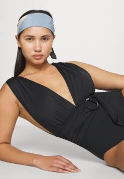 MICHAEL Michael Kors Iconic Solids Belted Surplice Plunge Onepiece - Swimsuit - Black -Fashion Clothing-Michael Kors 3361c8fa9e29442ab1cf27477139b610