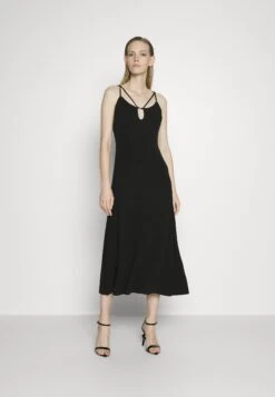MICHAEL Michael Kors Solid Strappy Midi Dress - Cocktail Dress / Party Dress - Black