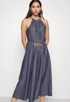 MICHAEL Michael Kors Chain Belt Halter- Cocktail Dress / Party Dress - Indigo Rinse -Fashion Clothing-Michael Kors 3e19501bb28b4d8d9f62441db69490d7