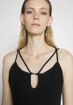 MICHAEL Michael Kors Solid Strappy Midi Dress - Cocktail Dress / Party Dress - Black -Fashion Clothing-Michael Kors 4011e46965694d9ea16738132f550efb