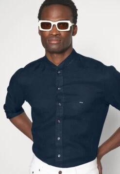 Michael Kors Popover Slim Shirt - Shirt - Navy -Fashion Clothing-Michael Kors 4aba093db8384db3a9f58115d7214e44