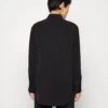 MICHAEL Michael Kors Logo - Button-Down Blouse - Black -Fashion Clothing-Michael Kors 4d2f79a5189044f4b79bd6fe50ace789