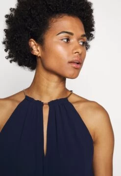 MICHAEL Michael Kors Chain Neck Midi Dress- Cocktail Dress / Party Dress - True Navy -Fashion Clothing-Michael Kors 4f20b7b8169142e185fff1af05c94832