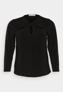 MICHAEL Michael Kors Solidtwist Keyhole- Long Sleeved Top - Black -Fashion Clothing-Michael Kors 4f6f92d381be478f8020c24bf950223c