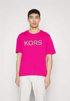 Michael Kors Checker Tee - Print T-Shirt - Cerise