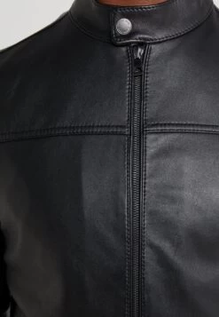 Michael Kors Basic Racer Jacket - Leather Jacket - Black -Fashion Clothing-Michael Kors 54c607898a8749efa0e317e33b20c2bc