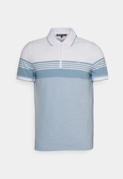 Michael Kors Stripe Tipped Zip Polo - Polo Shirt - Chambray -Fashion Clothing-Michael Kors 557f5d9ce97c47d6876e622ab42a3841