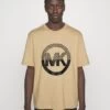 Michael Kors Checker Charm Tee - Print T-Shirt - Khaki -Fashion Clothing-Michael Kors 560f2eaca14e421c86c56c0b6a95499a