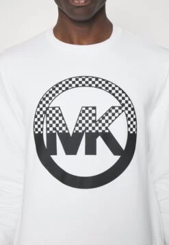 Michael Kors Checker Charm Crew - Sweatshirt - White -Fashion Clothing-Michael Kors 60d23647834148ba9cbdc6214f2074fb