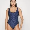 MICHAEL Michael Kors Signature Logo Scoop Neck Onepiece - Swimsuit - New Navy