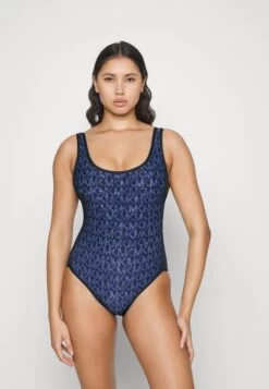 MICHAEL Michael Kors Signature Logo Scoop Neck Onepiece - Swimsuit - New Navy