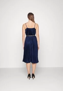MICHAEL Michael Kors Pleated Midi Dress - Cocktail Dress / Party Dress - Midnightblue -Fashion Clothing-Michael Kors 6dd088440578401fb29b8d42c89d71e7