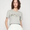 MICHAEL Michael Kors Emboss Classic Tee - Print T-Shirt - Light Grey 1 MICHAEL Michael Kors Emboss Classic Tee - Print T-Shirt - Light Grey -Fashion Clothing-Michael Kors 6deb0e5fa72c45ceb48bc7dfea5a5f85