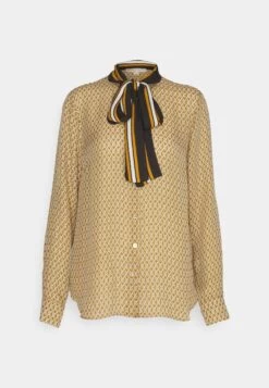 MICHAEL Michael Kors Lattice Logo Bow Blouse - Blouse - Marigold -Fashion Clothing-Michael Kors 6effd1d6652b4a10baa4242814675a41