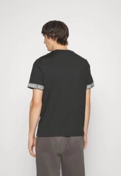 Michael Kors Logo Tape Tee - Basic T-Shirt - Black -Fashion Clothing-Michael Kors 72370efac317434989fd5a5f0aa96820