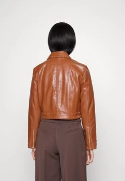 MICHAEL Michael Kors Faux Leather Jacket - Luggage -Fashion Clothing-Michael Kors 74ac34de5f0e42f7b0db2d6a0fdc2c85