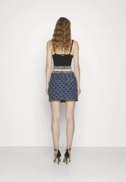 MICHAEL Michael Kors Chain Skirt - Denim Skirt - Indigo Rinse -Fashion Clothing-Michael Kors 775e53189e4548eb9807dbf4cd8ac965