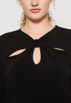 MICHAEL Michael Kors Solidtwist Keyhole- Long Sleeved Top - Black -Fashion Clothing-Michael Kors 79c219d5d15d4149b8e4b8d285c09524