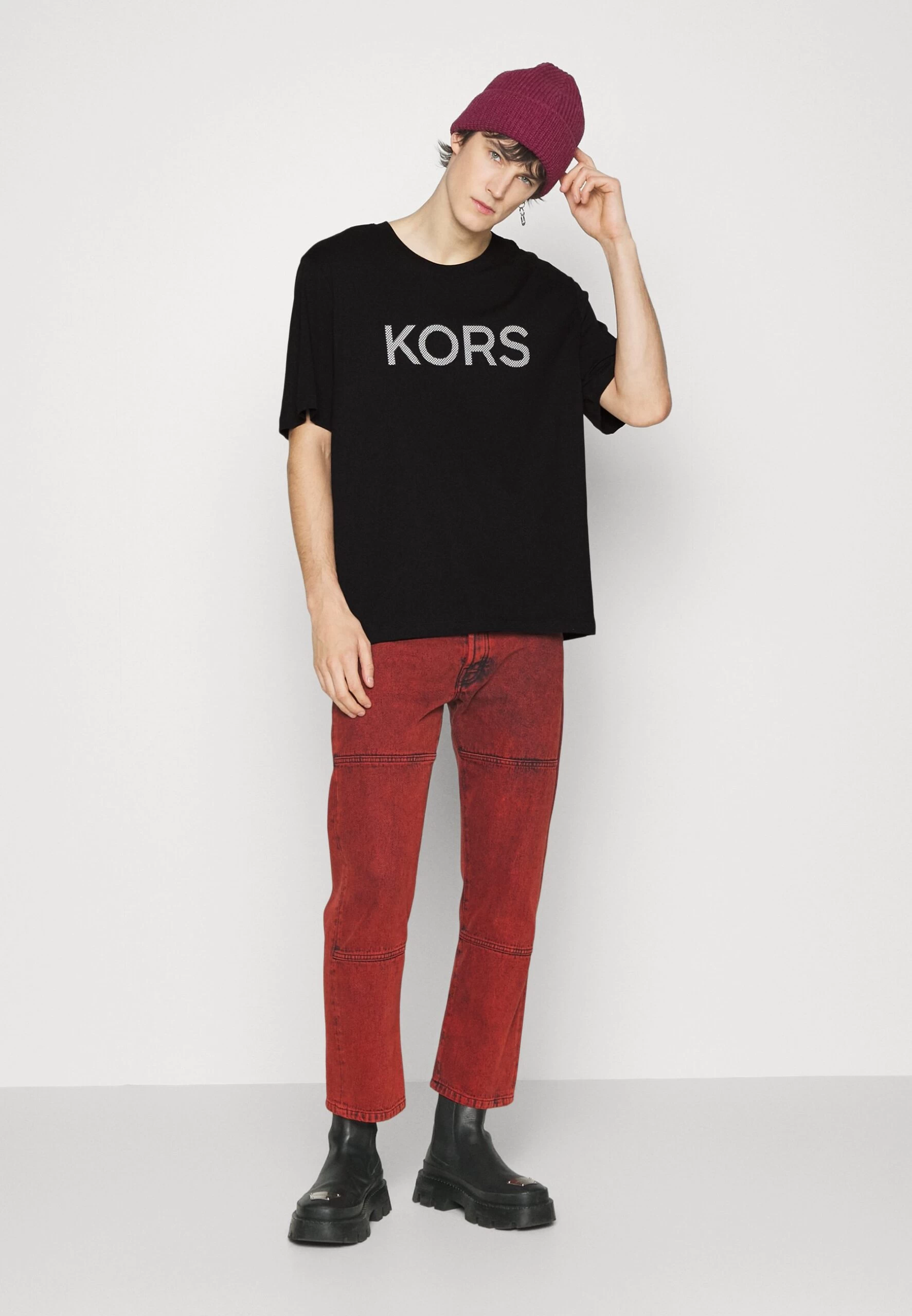 Michael Kors Checker Tee - Print T-Shirt - Black 4 Michael Kors Checker Tee - Print T-Shirt - Black - Image 2