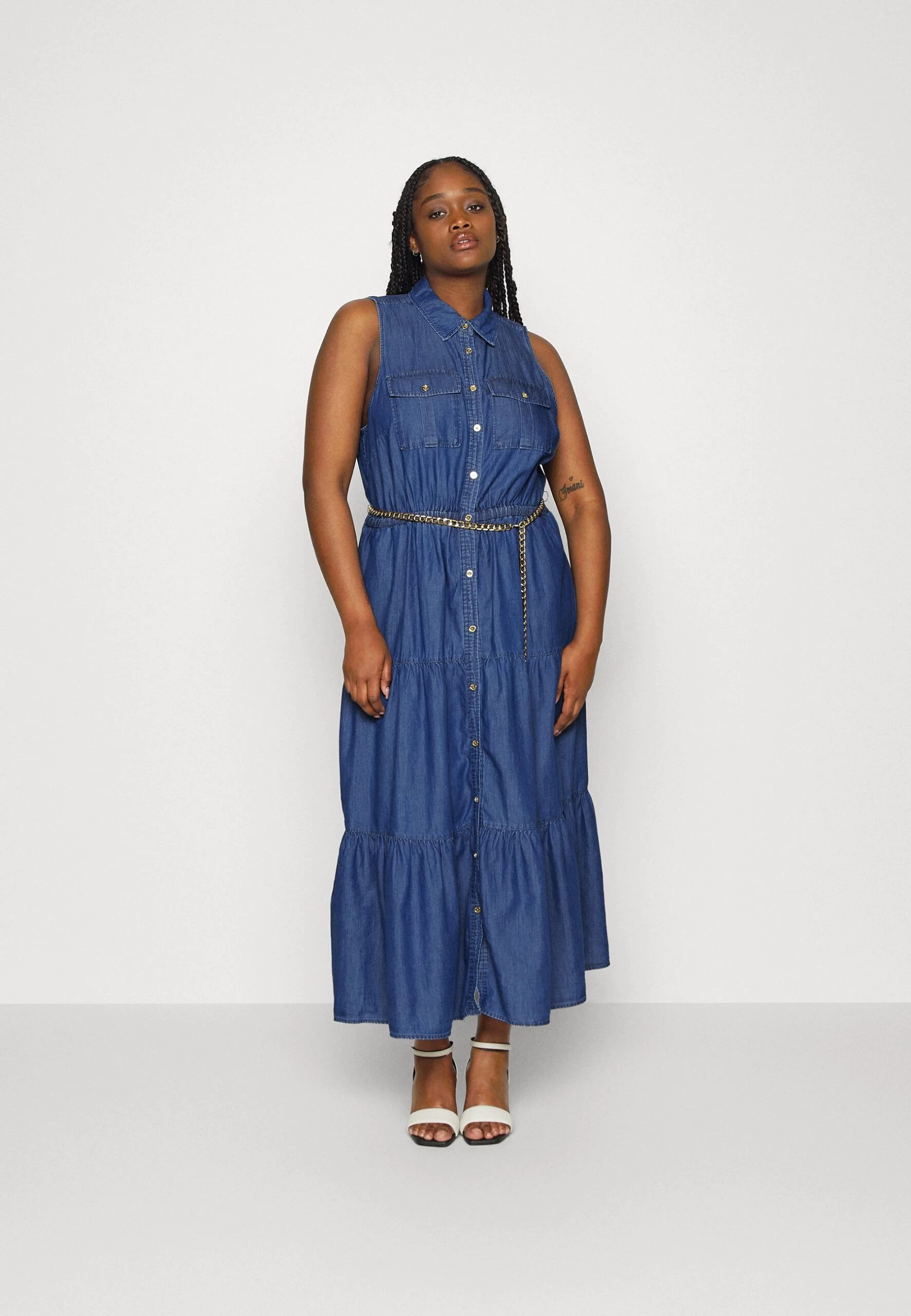 MICHAEL Michael Kors Chambray Tiered Ankle - Maxi Dress 3 MICHAEL Michael Kors Chambray Tiered Ankle - Maxi Dress