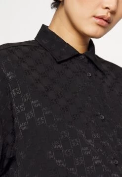 MICHAEL Michael Kors Logo - Button-Down Blouse - Black -Fashion Clothing-Michael Kors 7c3a92d34f584f1bb280feacabf936a7
