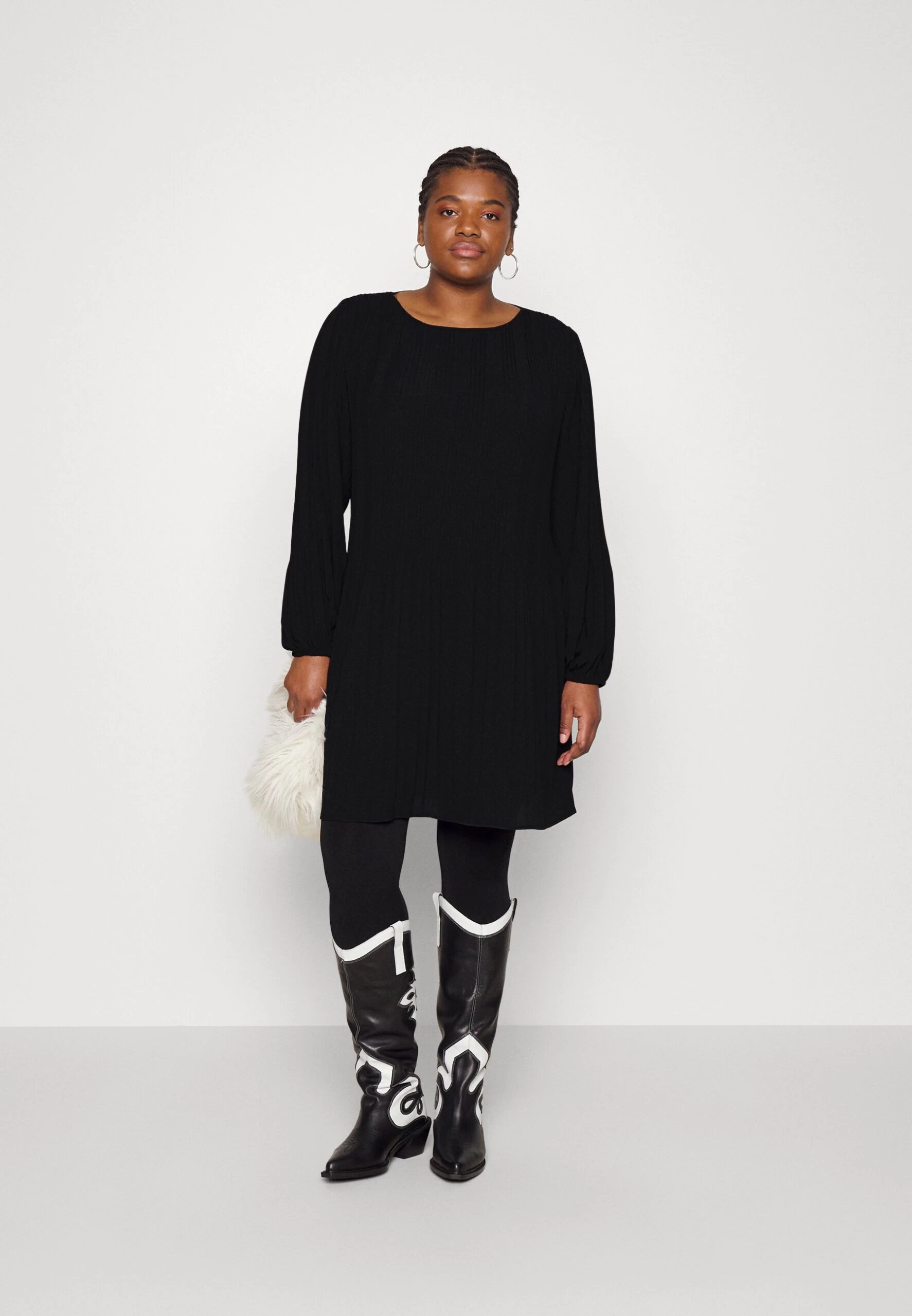 MICHAEL Michael Kors Pleat Release Mini Dress - Day Dress - Black 4 MICHAEL Michael Kors Pleat Release Mini Dress - Day Dress - Black - Image 2