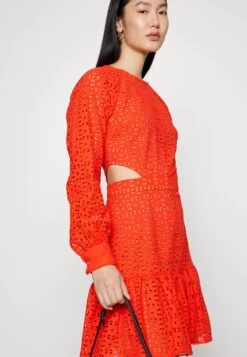 MICHAEL Michael Kors Eyelet Cut Out Mini- Cocktail Dress / Party Dress - Optic Orange -Fashion Clothing-Michael Kors 81a15cbb70c444ef933c36c9d47d836f