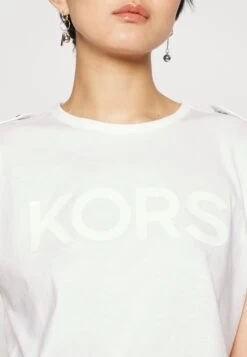 MICHAEL Michael Kors Snap Epaulette- Print T-Shirt - White -Fashion Clothing-Michael Kors 82154e528d0a4f809cd59fd415613222