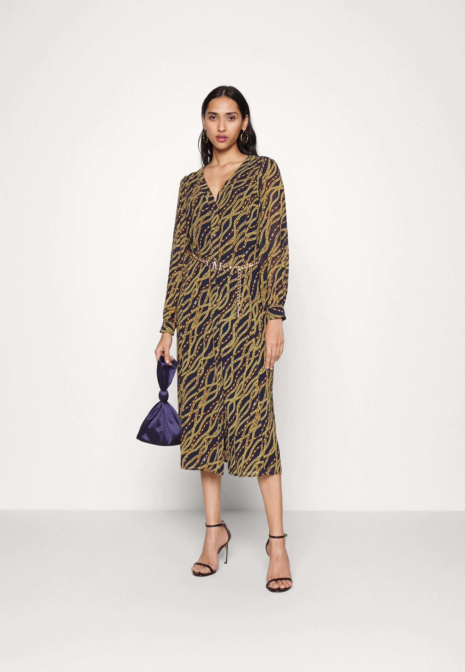 MICHAEL Michael Kors Chain Midi - Day Dress - Midnight Blue 4 MICHAEL Michael Kors Chain Midi - Day Dress - Midnight Blue - Image 2