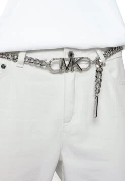 MICHAEL Michael Kors Flare Chain Belt Jean - Bootcut Jeans - Optic White -Fashion Clothing-Michael Kors 877a559cb9cd4762b32f38a48dcf6fd7
