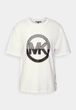 Michael Kors Checker Charm Tee - Print T-Shirt - White -Fashion Clothing-Michael Kors 88ef3903fc804581b5912fdf78822024