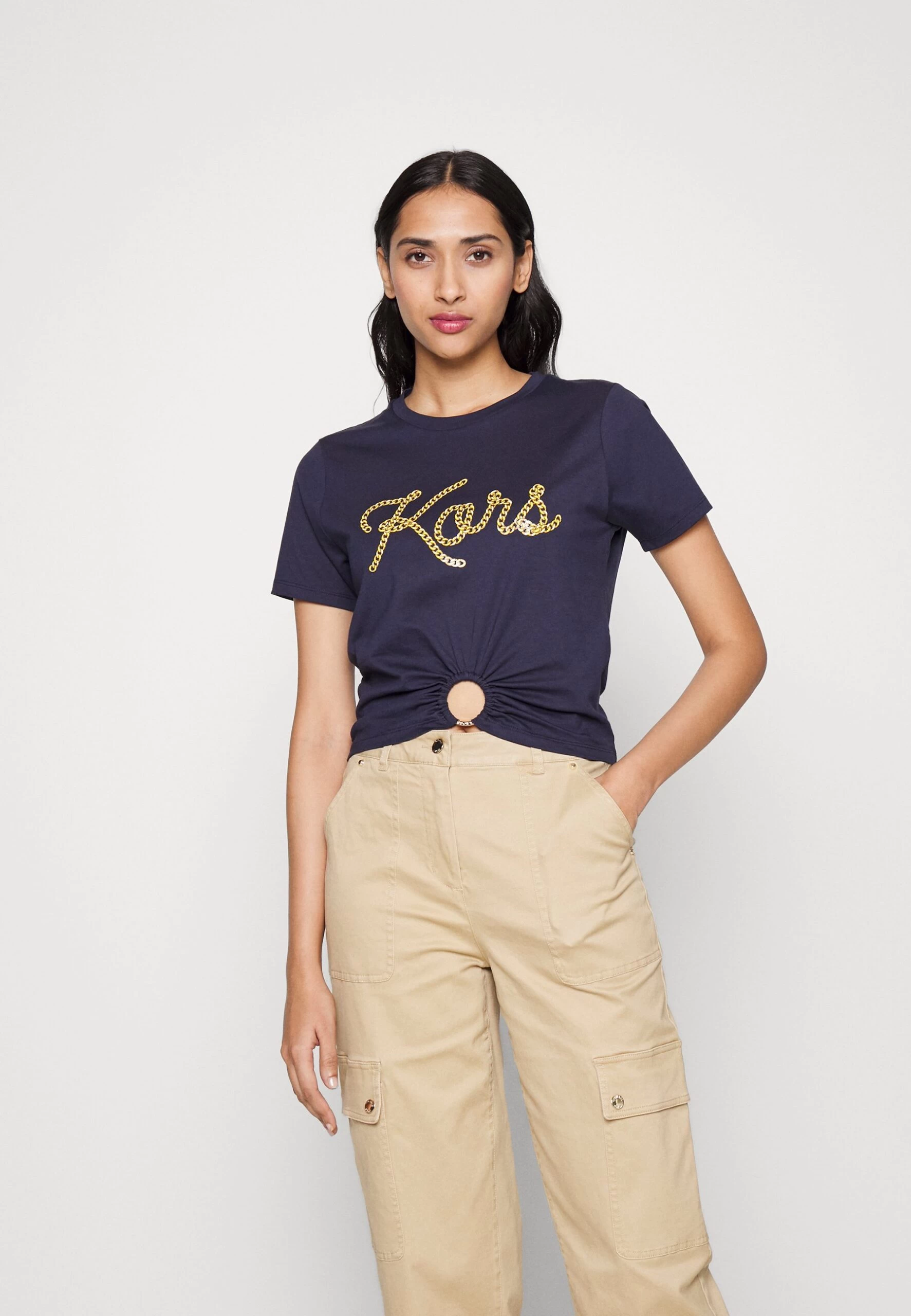 MICHAEL Michael Kors Ruched Baby- Print T-Shirt - Midnightblue