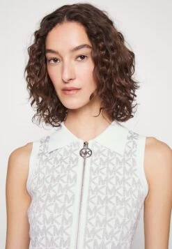 MICHAEL Michael Kors Zip - Jumper Dress - White/Silver -Fashion Clothing-Michael Kors 8f22f9ebdf644f10b00d2807f0e61acf