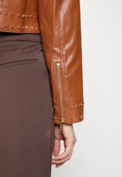 MICHAEL Michael Kors Faux Leather Jacket - Luggage -Fashion Clothing-Michael Kors 8f539f52b6004039b9095b9bf87435a4