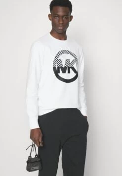 Michael Kors Checker Charm Crew - Sweatshirt - White -Fashion Clothing-Michael Kors 95eae846c22c4c1db6b936a83dd65bcb