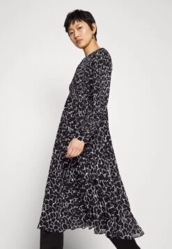 MICHAEL Michael Kors Nub Giraffe Midi- Day Dress - Black/White -Fashion Clothing-Michael Kors 984bb24d64744383bd5b62c8d3beb7a0