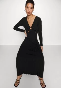 MICHAEL Michael Kors Ring Maxi- Jumper Dress - Black 11 MICHAEL Michael Kors Ring Maxi- Jumper Dress - Black -Fashion Clothing-Michael Kors 9edbd006ef334dd88eef907b0c62c174